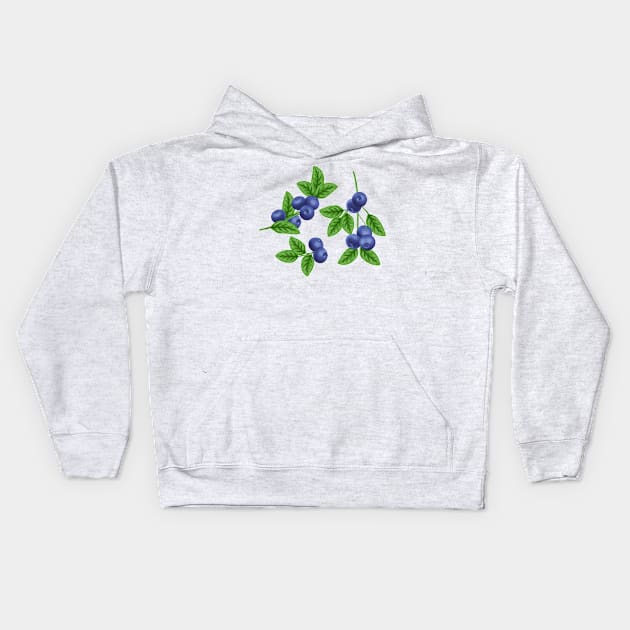 Blueberries Kids Hoodie by Designoholic